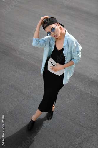 Beautiful young woman on as...