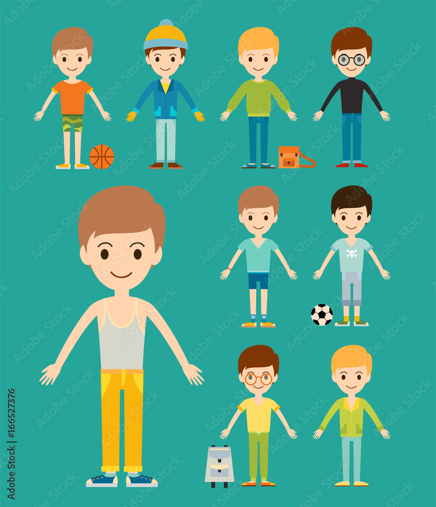 Group of young kid portrait friendship man character team happy people boy person vector illustration. Group of young kid portrait friendship man character team happy people boy person vector illustration.