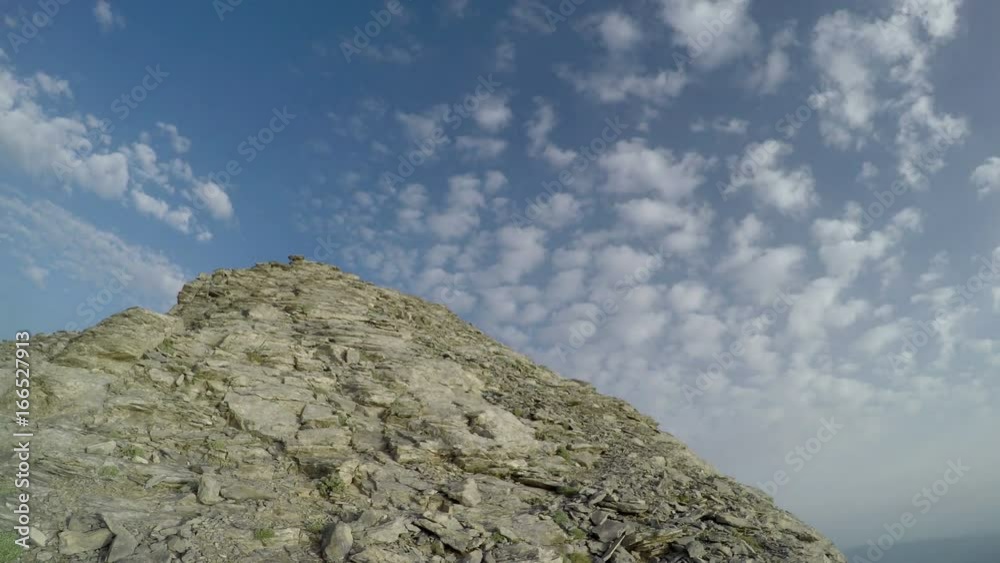 Mountain climber pov from helmet camera on top Mountain climber pov from helmet camera on top