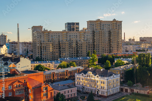 Aerial view of Voronezh downtown in summer. Residential complex "Sunny Olympus"