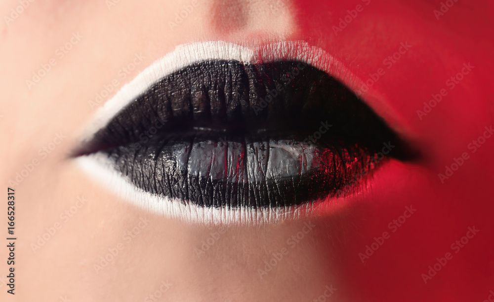 Lips of beautiful young woman with creative makeup, closeup Lips of beautiful young woman with creative makeup, closeup