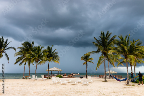 Stormy sky over a tropical beach