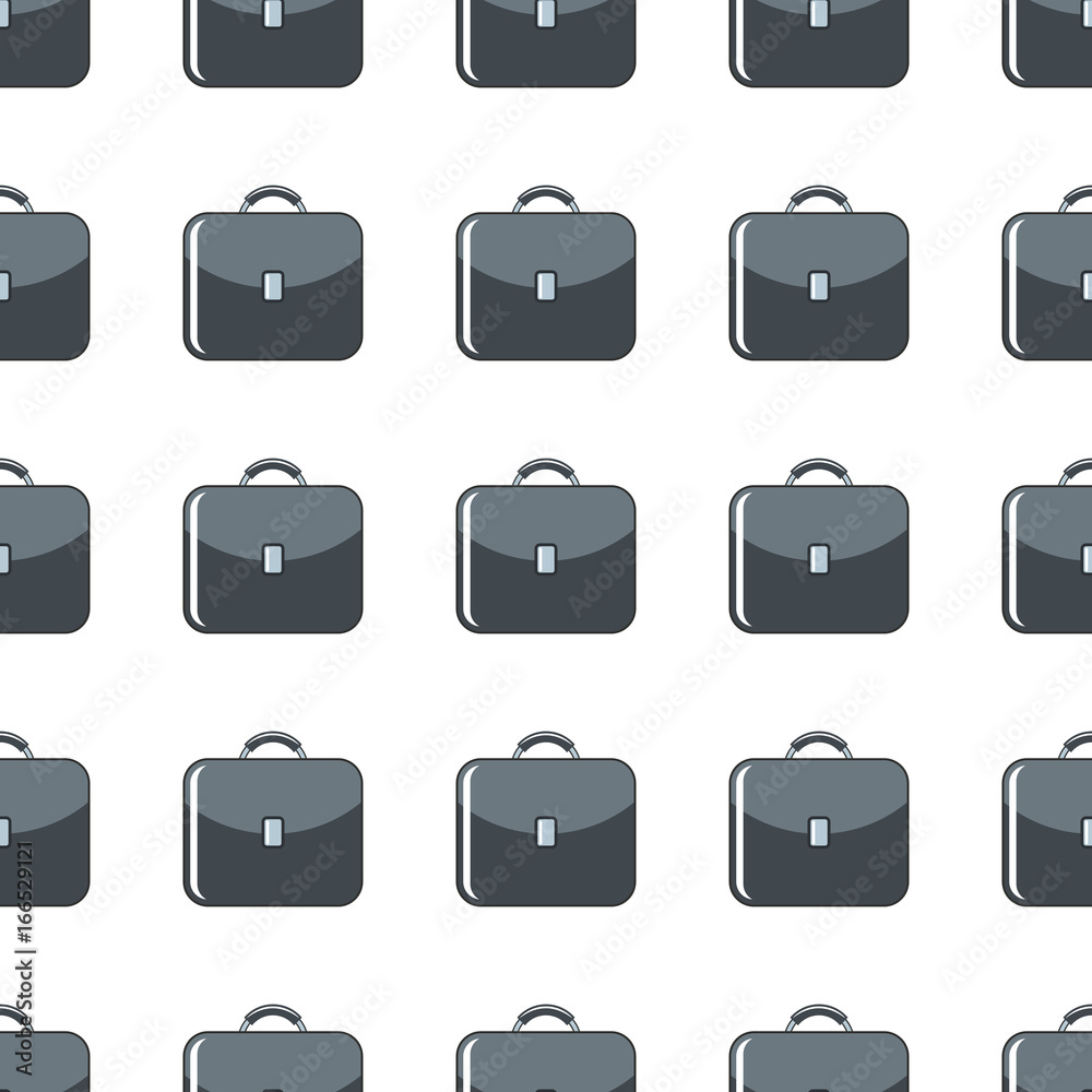 Grey suitcase seamless pattern in cartoon style isolated on white background vector illustration for web