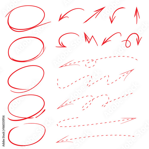 highlight elements, markers, dashed arrow