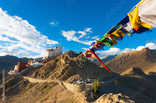 Leh Tsemo Fort Gompa Prayer Flags Mountains Ladakh