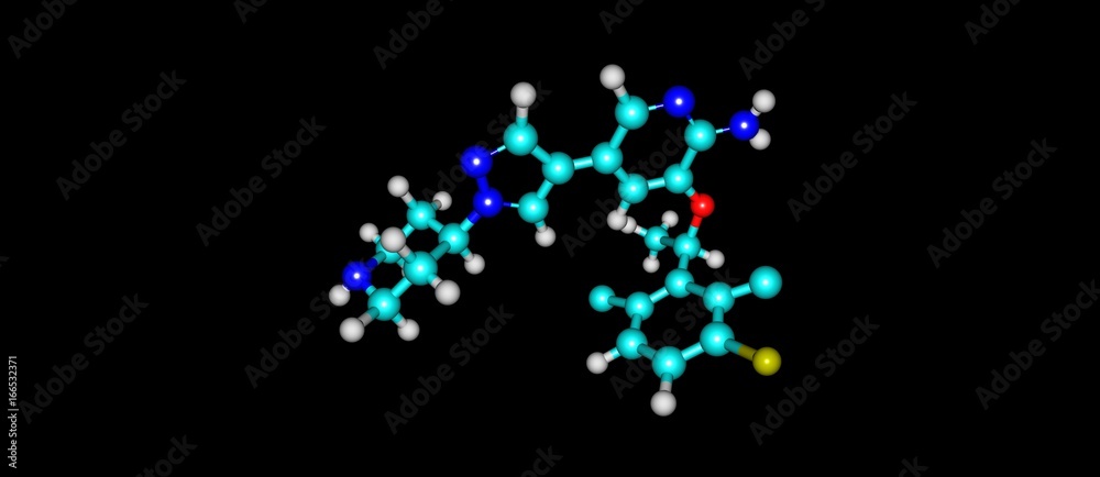 Crizotinib molecular structure isolated on black