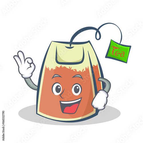 Okay tea bag character cartoon vector art