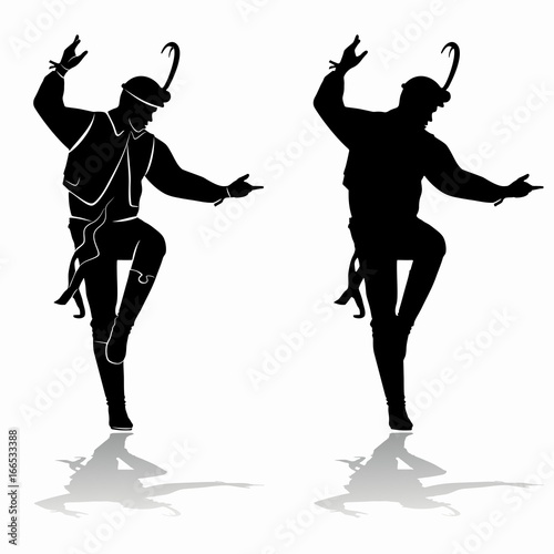 silhouette of folklore dancer, vector draw