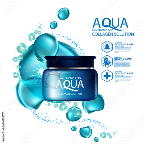 aqua skin collagen Serum and Background Concept Skin Care Cosmetic.