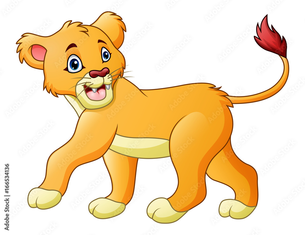 Naklejka premium Cartoon lioness isolated on white background