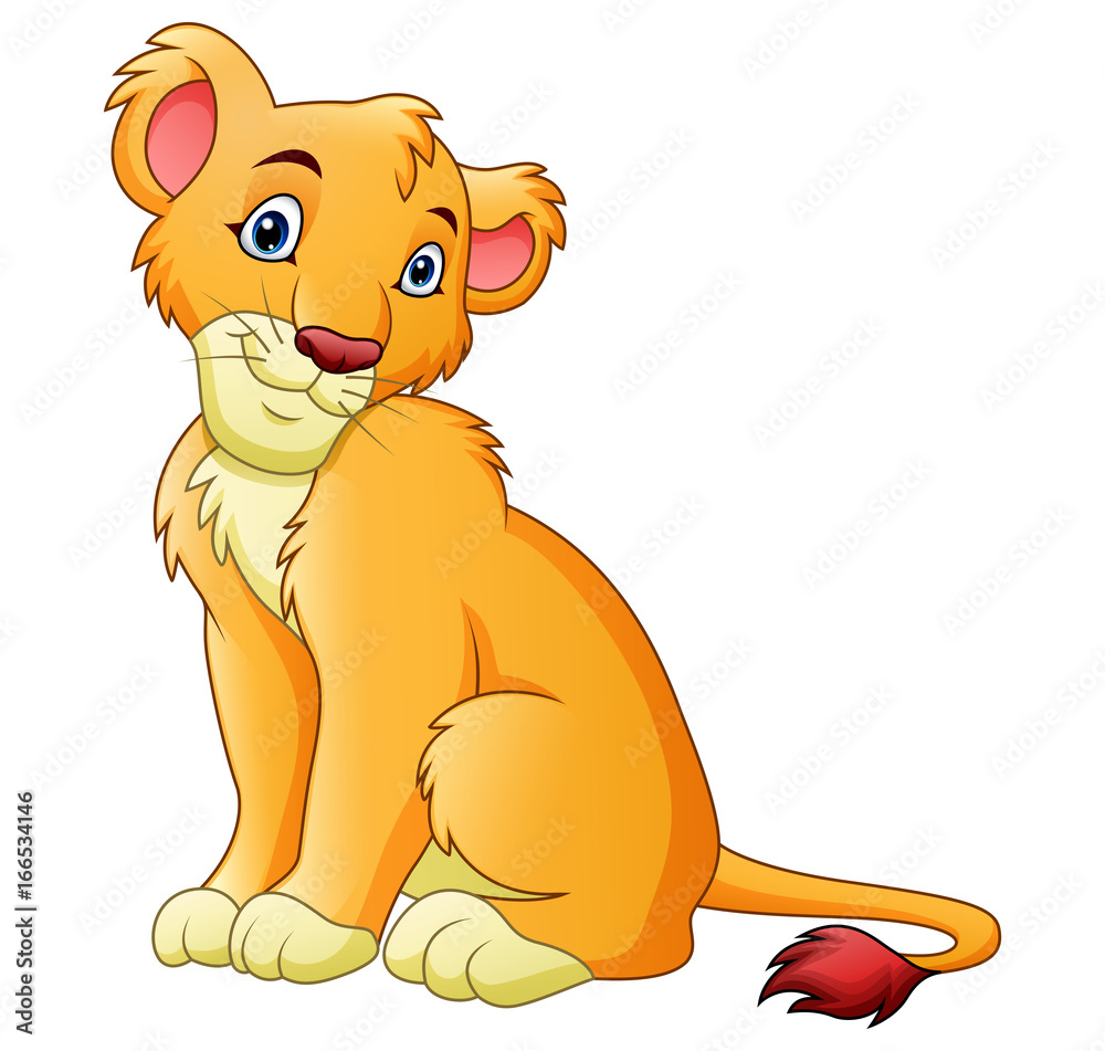 Obraz premium Cartoon lioness isolated on white background
