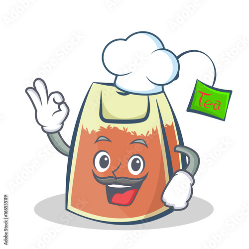 Chef tea bag character cartoon