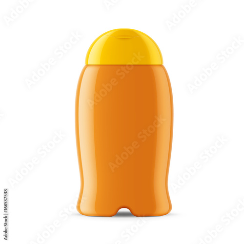 Orange kids shampoo bottle template.