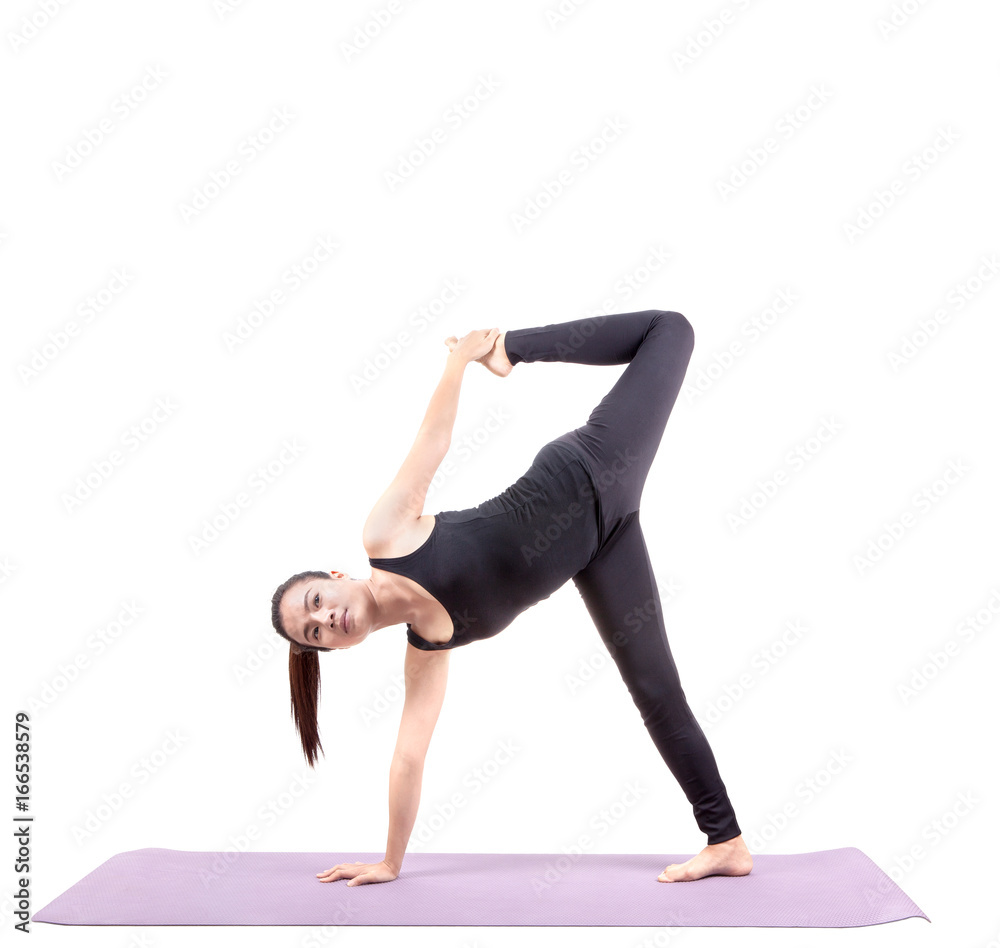 asian young woman yoga exercise isolated white background asian young woman yoga exercise isolated white background