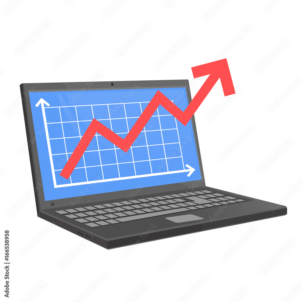 Vector icon computer online statistic Vector icon computer online statistic