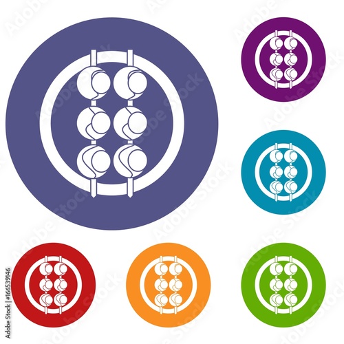 Asian shashlik icons set