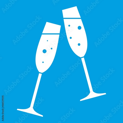 Two glasses of champagne icon white