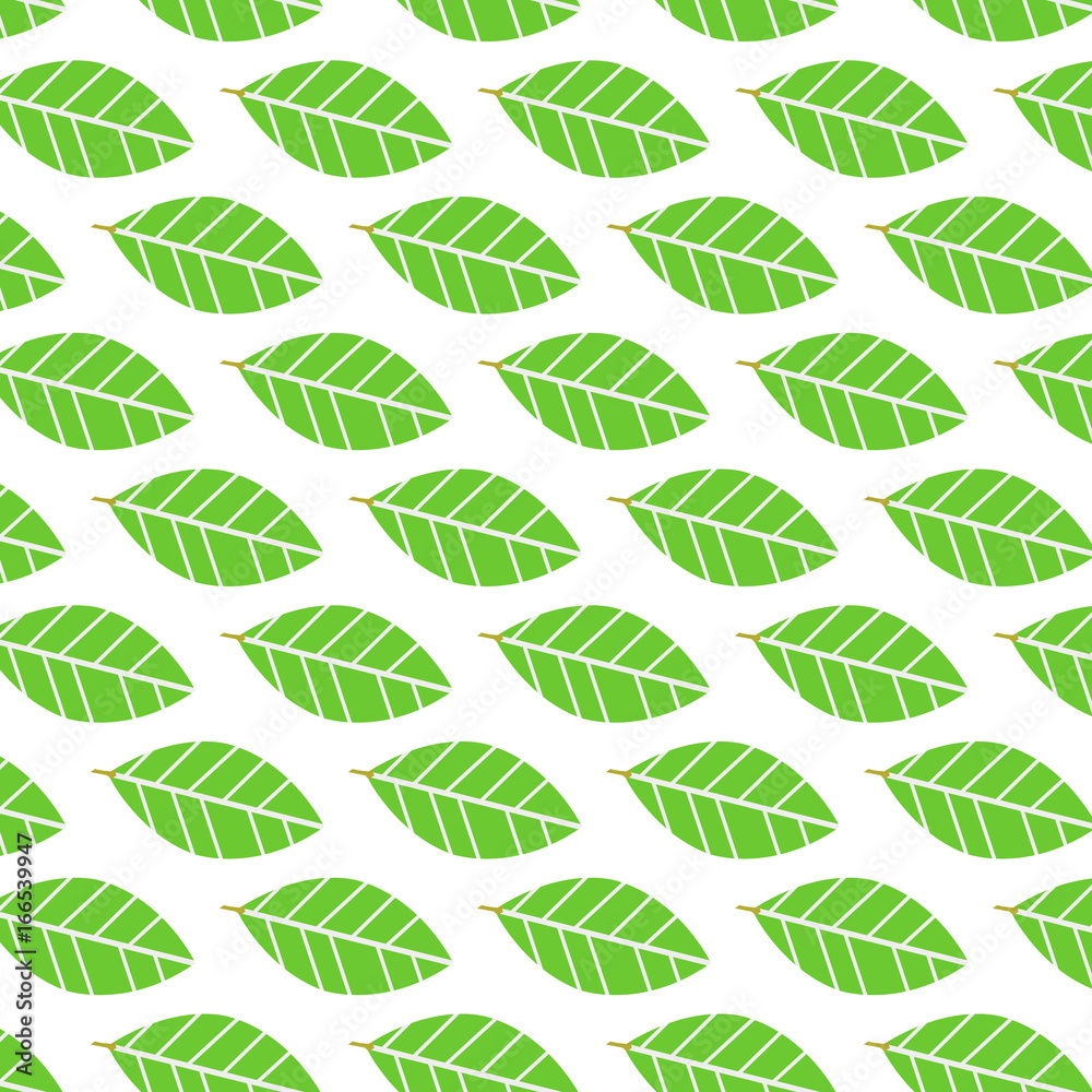 Flat green leave pattern background vector.Nature pattern vector