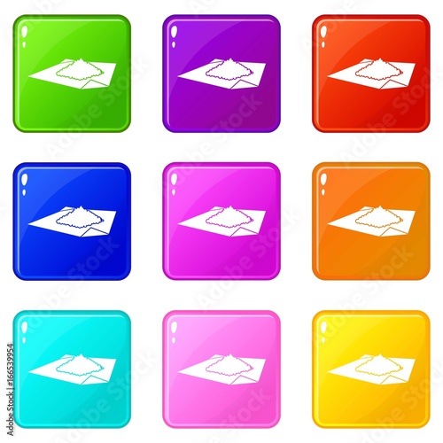 Powder marijuana icons 9 set