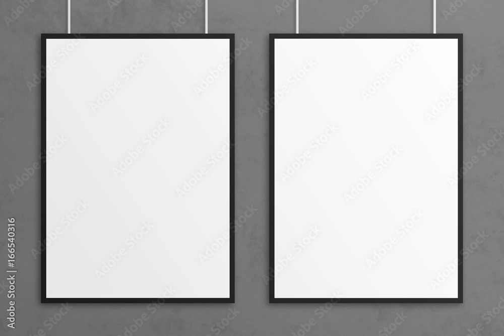 Blank 3D illustration poster mockup with frame. Blank 3D illustration poster mockup with frame.