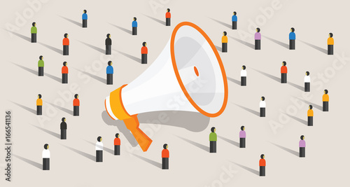 mass marketing communication to group of people loudspeaker public advertisement announcement