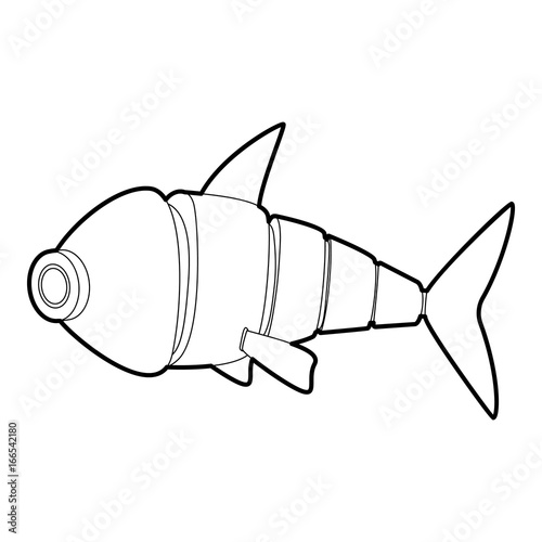 Robot fish icon outline