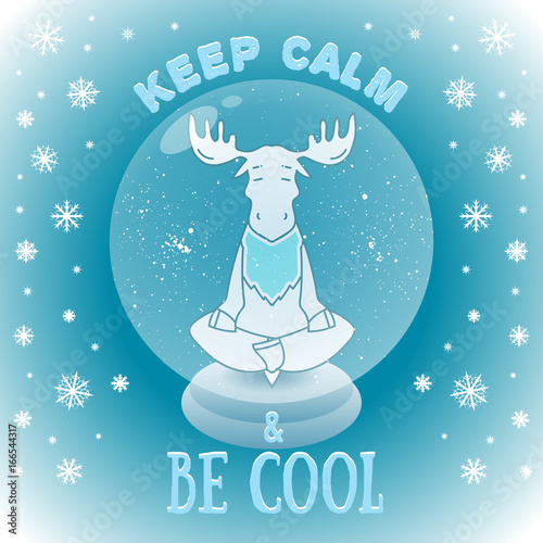 Moose seated, inside the snowglobe