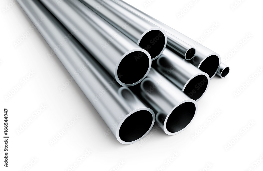 Fototapeta premium copper metal pipe on white background. 3d Illustrations