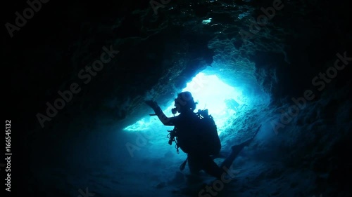 Wallpaper Mural Scuba diver in underwater cave passage, POV Torontodigital.ca