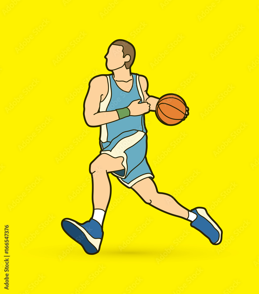 Basketball player running graphic vector
