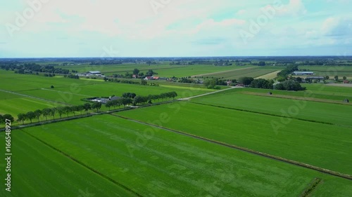 Aerial of river Lek in the Netherlands with farmland photo