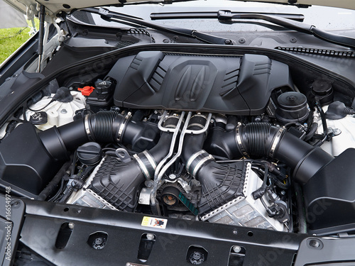 Powerful engine of a modern sports car