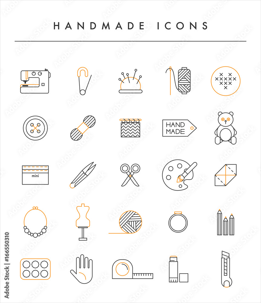 hand made icons vector flat design illustration set 