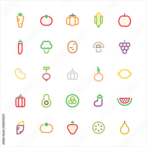 vegetable icons vector flat design illustration set 
