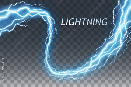 Lightning and thunder bolt or electric, glow and sparkle effect