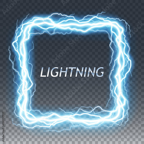 Lightning and thunder bolt or electric, glow and sparkle effect