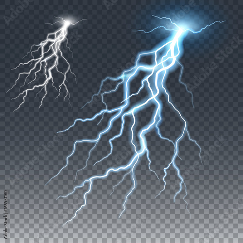Lightning and thunder bolt, glow and sparkle effect