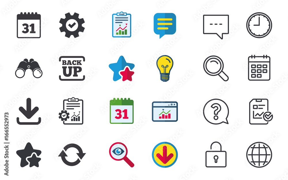 Download and Backup signs. Calendar, rotation. Download and Backup signs. Calendar, rotation.
