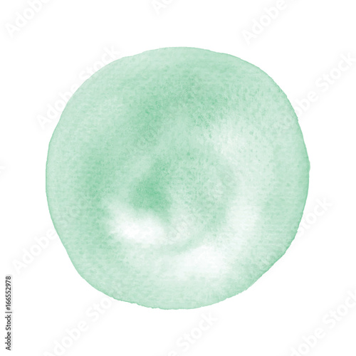 Green round watercolor on white background