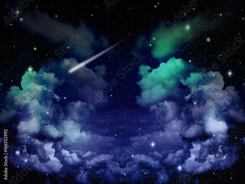 Fototapeta Naklejka Na Ścianę i Meble -  Sky Abstract in blue light with Meteor