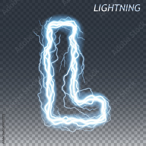 Lightning and thunder bolt or electric font, glow and sparkle effect © TAW4