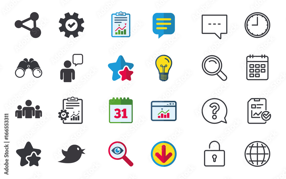 Group of people and share icons. Speech bubble.