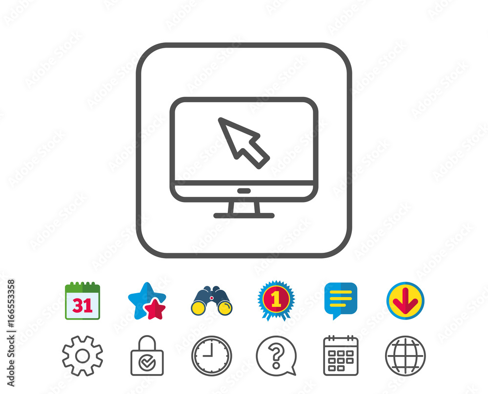 Computer or Monitor icon. Mouse cursor sign. Computer or Monitor icon. Mouse cursor sign.
