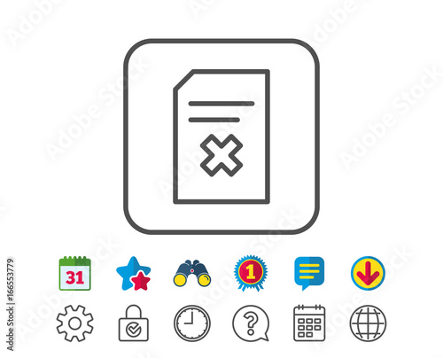 Remove Document line icon. Delete File sign.