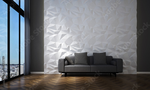 Fototapeta Naklejka Na Ścianę i Meble -  3D rendering interiors image scene design of luxury lounge area and living room