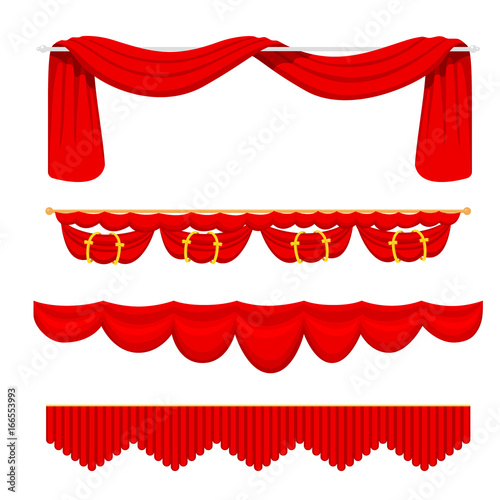 Theather scene blind curtain stage fabric texture performance interior cloth entrance backdrop isolated vector illustration