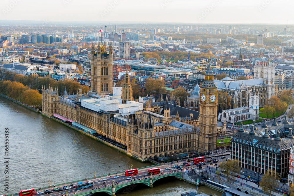 Obraz premium Aerial view of London and the River Thames, UK