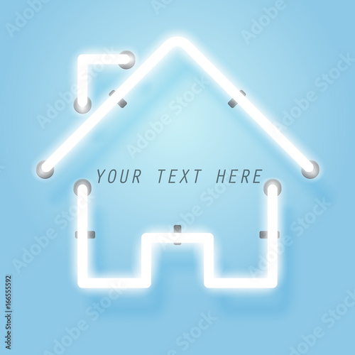 Home neon, frame template and copy space