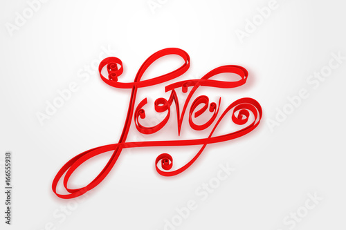 Paper art of love calligraphy, quilling style