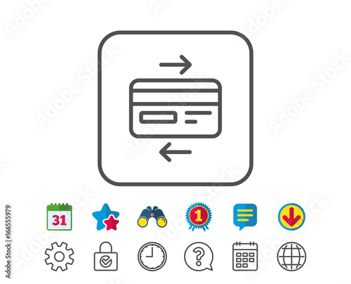 Credit card line icon. Bank payment method.